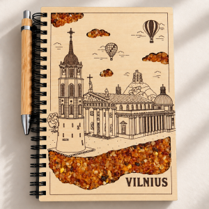Vilniaus peizažas su gintaro inkrustacijomis